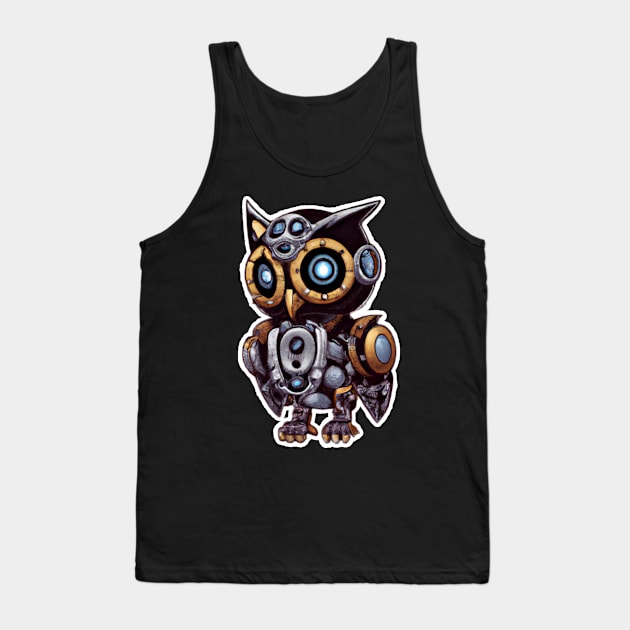 steampunk owl, cyberpunk owl, owl with armor, robo owl Tank Top by maxdax